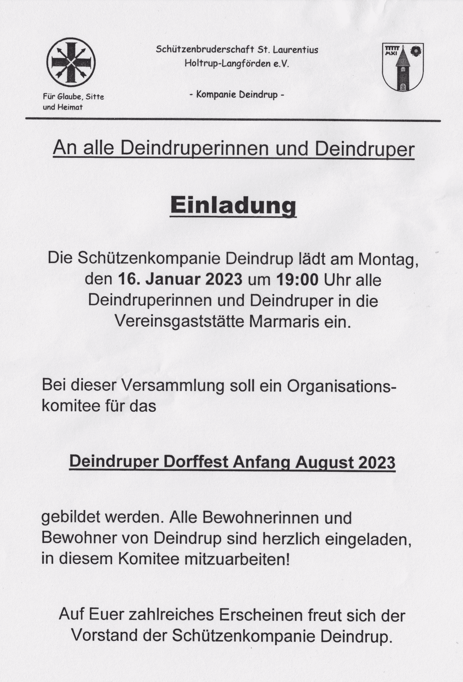 Einladung Orgateam