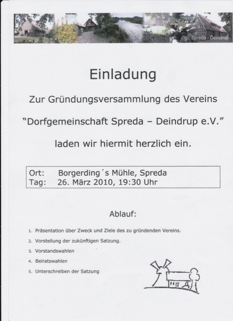 Die Einladung zur Vereinsgründung