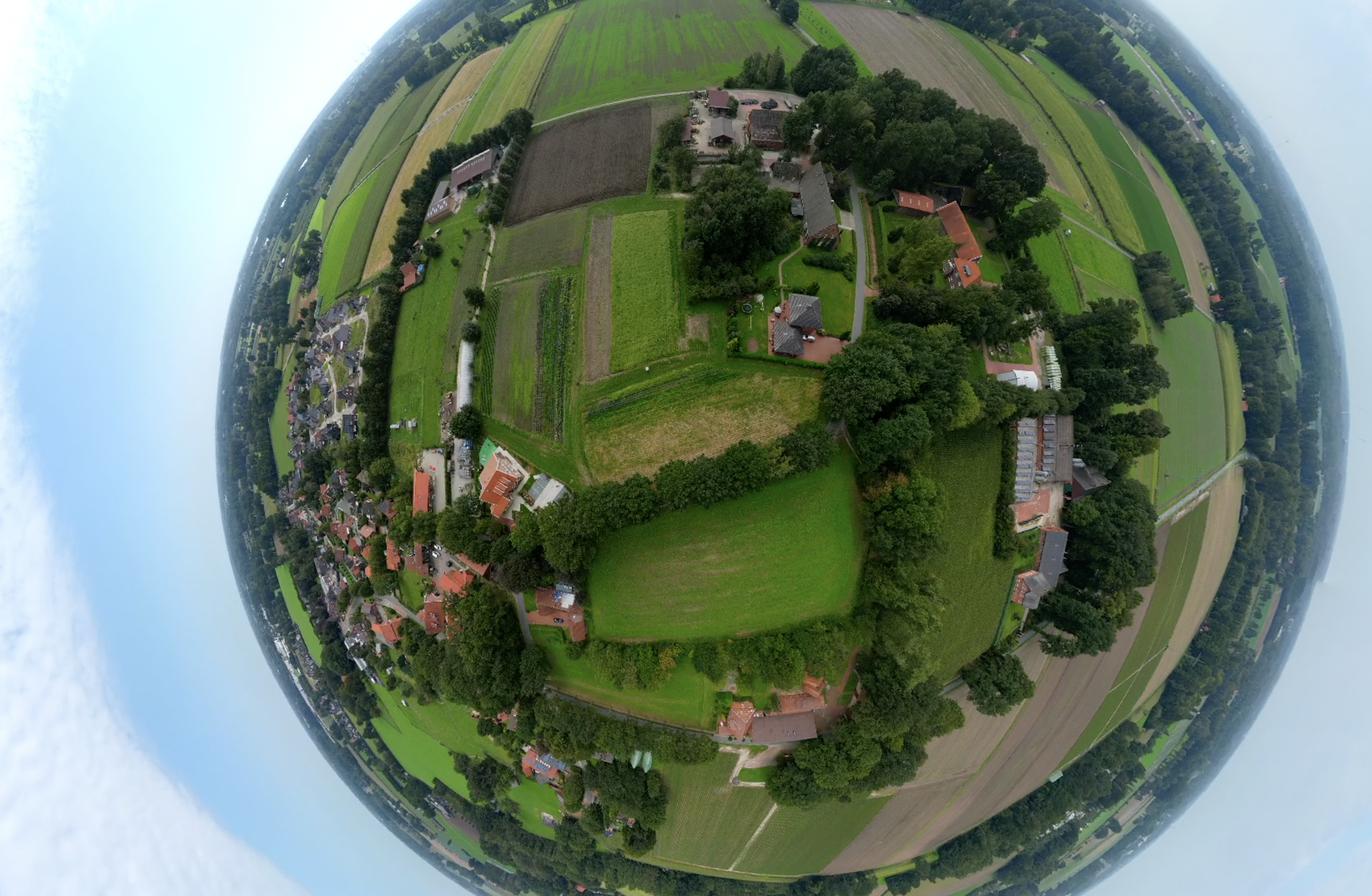 Spreda und Deindrup als Tiny-Planet-Aufnahme