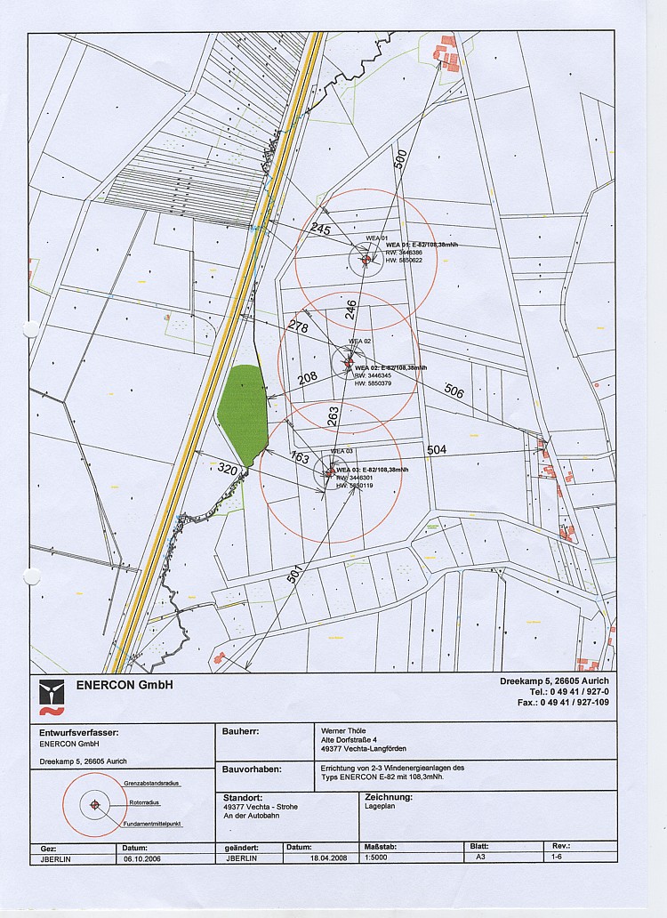 Historische Standortskizze zur Windkraftplanung in Deindrup